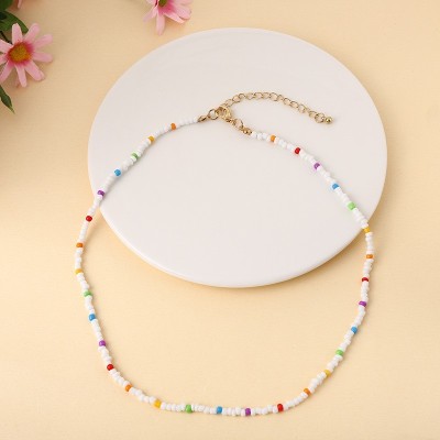 European and American Retro Bead Necklace Simple Flower Clavicle Chain Female Bohemian Style Woven Necklace
