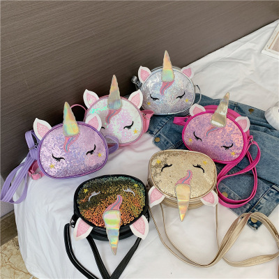 Colorful Shiny Unicorn, Baby Girl Cute Cartoon Stylish Princess Bag Shoulder Bag Children's Bags Crossbody Bag