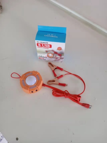 12-in-1 Clip Charging with Lanyard Battery Clip Charging One for Two Clip Charging 8usb Car Charging with LED Light Clip