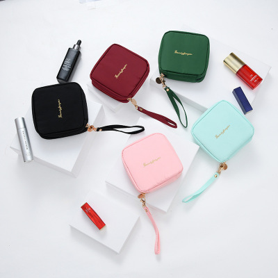Korean Style Portable Small Handbag Travel Cosmetics Foundation Lipstick Makeup Bag Zipper Eyebrow Pencil Stationery Storage Bag
