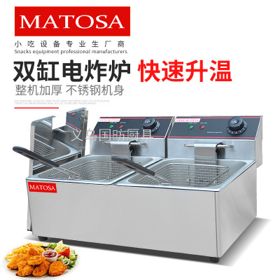 Electric Fryer with Double Cylinders and Double Sieves FY-6L-2 Commercial Fryer Deep Fryer Fried Chicken Wing French Fries