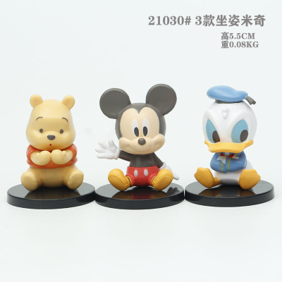3 Sitting Mickey Donald Duck Winnie Bear Cute Cartoon Doll Cake Decoration Model Decoration Capsule Toy