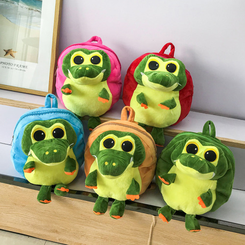 Children‘s Plush Schoolbag Cartoon Kindergarten Boys and Girls Children Backpack Cute Toy Three-Dimensional Crocodile Baby Bag 