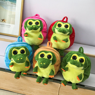 Children's Plush School Bag Cartoon Kindergarten Boys and Girls Backpack Cute Toy Three-Dimensional Croco Baby Bag