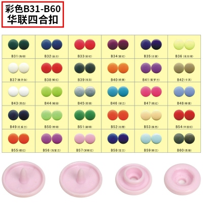 Wholesale Color Resin Plastic Snap Fastener Baby Clothes Snap Button Quilt Cover Gift Bag Hualian Color Number B31-B60