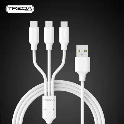 Treqa Three-in-One Data Cable Fast Charge for Apple Android Type-C Huawei Xiaomi Samsung
