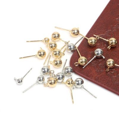 DIY Ornament Accessories More Sizes Choose Iron with Hanging Iron Ball Needle Electroplating Handmade Auricular Needle with Hanging Ring Wave Ball Needle