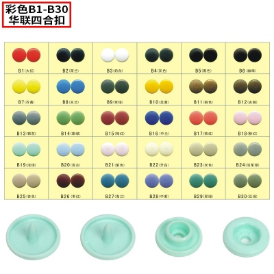 Wholesale Color Resin Plastic Snap Fastener Baby Clothes Press Button Quilt Cover Gift Bag Hualian Color Number B1-B30