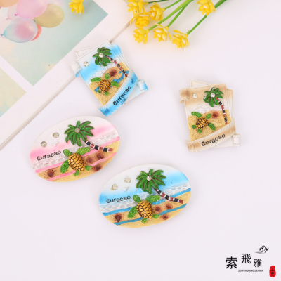 Coconut Tree Underwater World Beach Beauty Seaside Stereo Magnetic Paste Maldives Refridgerator Magnets Tourist Souvenir