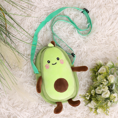 Creative Avocado Plush Toy Cartoon Children's Fruit Messenger Bag Coin Purse Simple Single-Shoulder Bag Gift