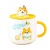 New Cute Cartoon Ceramic Cup with Cover Spoon Girls Mug Super Cute Puppy Pattern Breakfast Milk Cup
