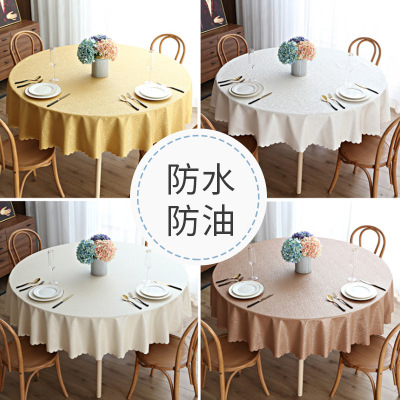 European Style Waterproof and Oilproof and Heatproof Tablecloth Hotel for Restaurant and Home Use round Banquet Large round Table Dining Table Fabric Wholesale