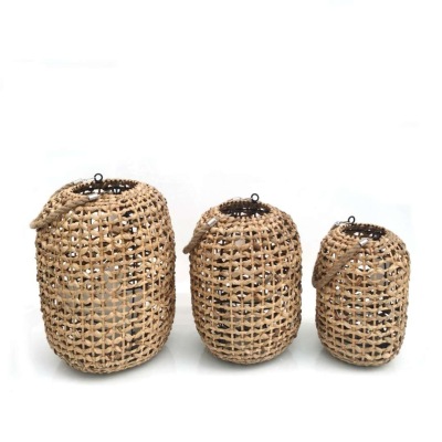 Straw Woven Storm Lantern Woven Lampshade Rural Pastoral Bamboo Woven Straw Hand Woven Bar Small Droplight Dining Table Lamp