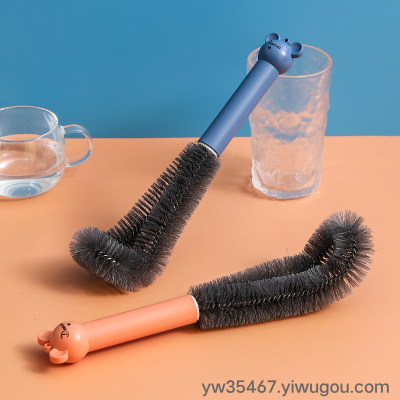F23-8001 AIRSUN New Bear Printing Cup Brush Lengthened Stainless Steel Cleaning Brush Cup
