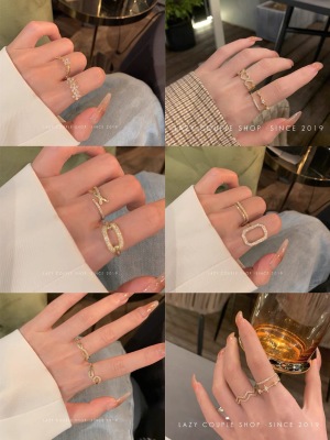Korean-Style Light Luxury Index Finger Ring Retro Minority Micro Inlaid Zircon Open Ring High-End Fashion Online Red Tail Ring for Women