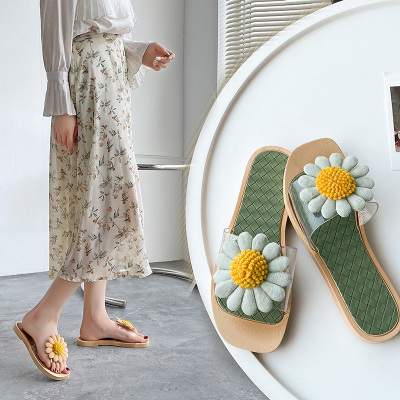 New Three-Dimensional Daisy Women's Slippers Summer Wear Fashion Trending Ins Shopping Flip Flops Breathable Comfortable Slippers