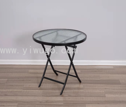 60cm folding glass table and chair tempered folding glass small round table simple outdoor coffee milk tea table