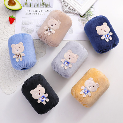 Children's Cartoon Embroidered Flannel Oversleeve Fabric Workshop Autumn and Winter Student Antifouling Plush Sleeves Oversleeve
