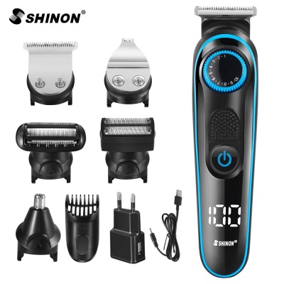 Amazon Hot Sale LCD Digital Display Multifunctional Barber Scissors Suit Electric Hair Clipper Shaver Nasal Knife 1831
