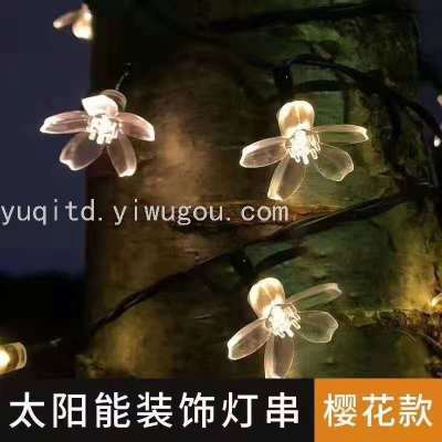 LED Solar Cherry Blossom Lighting Chain Solar Outdoor Light Garden Flower Shape Wedding Holiday Decorative Lights
