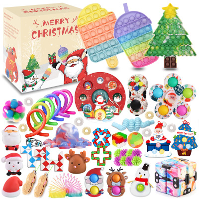 Cross-Border Christmas Decompression Set Squeezing Toy Countdown Calendar Blind Box DIY Hand Tear Box Vent Lucky Bag Gift Box