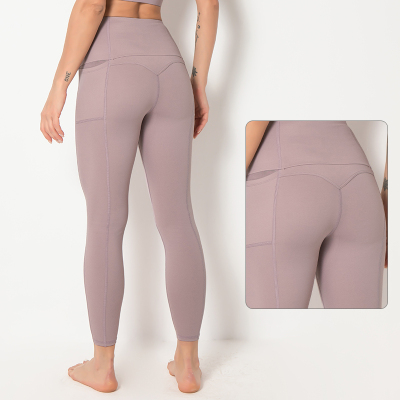 New Patchwork Nude Feel Pocket Yoga Pants Women's Running Fitness Pants High Waist High Elastic Outer Wear Sports Tights Cropped