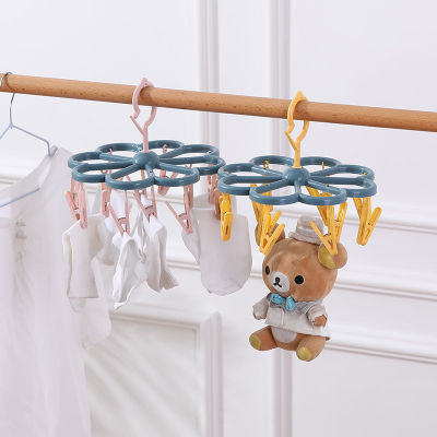 Adult Windproof Plum-Shaped Clothes Hanger Plastic Clip Children Socks Rack Household Multi-Functional Underwear Drying Rack