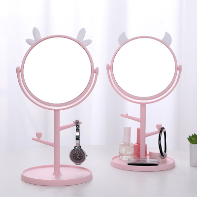 Wholesale Cute Cat Ears round Mirror HD Desktop Rotating Makeup Mirror Dressing Table Creative Simple Beauty Princess Mirror