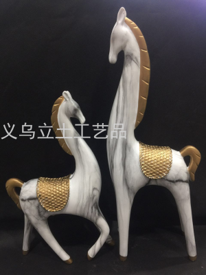 Gao Bo Decorated Home Home Decoration Couple Resin Horse Ornament Set