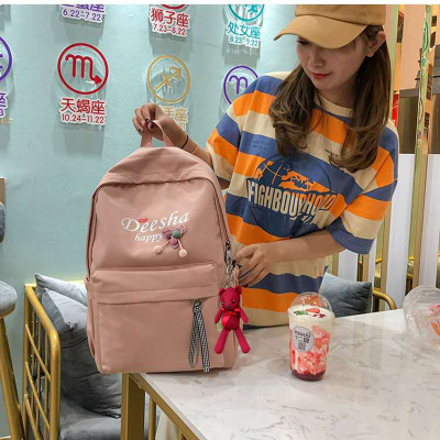 Foreign Trade Wholesale Korean Printed Backpack Early High School Student Schoolbag Outdoor Nylon Backpack Tide One Piece Dropshipping