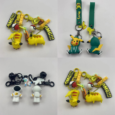 Detective Pikachu Spaceman Keychain Pendant PVC Flexible Glue Japanese 