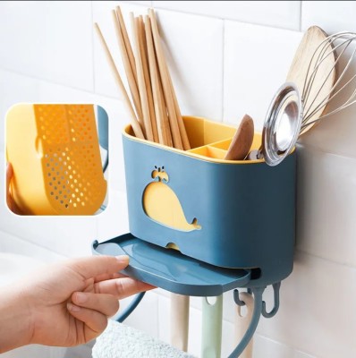 B46 Chopsticks Box Kitchen Rack Wall-Mounted Chopsticks Box Chopsticks Basket Hollow Drain Tableware Spoon Storage Rack