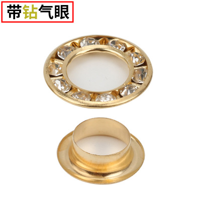 Factory Cross-Border Copper Air Hole with Diamond Decorative Ring Rhinestone a Crystal Eyelet Button Spot Supply Inspection Needle European and American Inspection