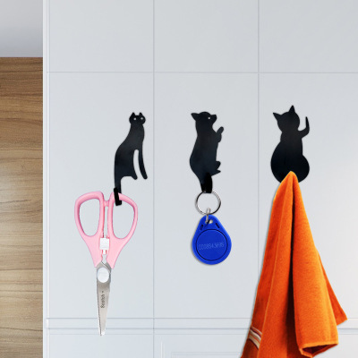 Daily Necessities Japanese and Korean Creative Simple Cartoon Cats and Dogs Metal Iron Plate Hook Nail-Free Hook 3 into One Set