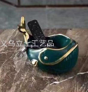 Gaobo Decorated Home Household Household Electroplating Emerald Ceramic Key Storage Tray