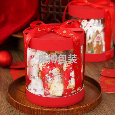 Christmas Cookies Snack Flower Pot Transparent New Year Spring Festival Gift Box Handbag Snowflake Crisp Nougat Packing Box