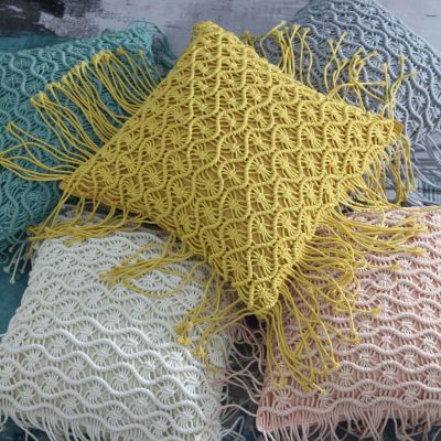 Bohemian Style Hand-Woven Thick Thread Pillow Home Couch Pillow Pillow Cover Nordic Pure Cotton Woven