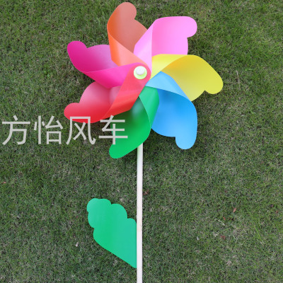 50 Colorful Wooden Pole Windmill Frosted Thickened Scenic Spot Garden Real Estate Plug-in Children's Toy Factory Direct Sales