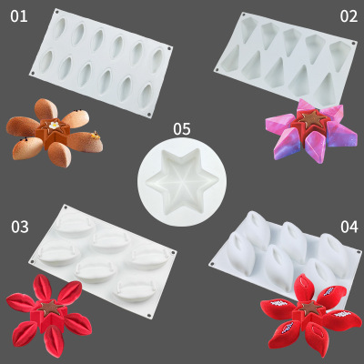 Flower Silicone Mold Shell Mango Mousse Cake Abrasive DIY Creative Cake Baking Tools