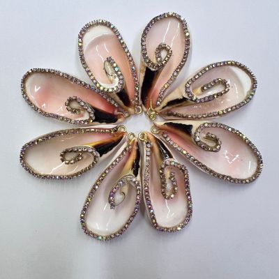 Boxi Miye Style Electroplating Peacock Shell Jeweled Pendant Edging Shell Pendant Necklace Accessories DIY Ornament Accessories