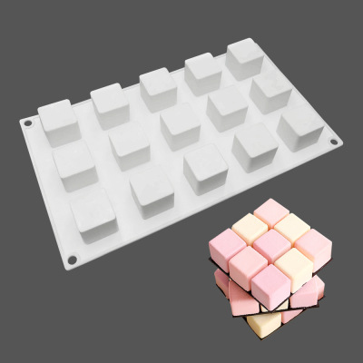 15-Piece Rubik's Cube Mousse Cake Silicone Mold DIY Homemade Chocolate Dessert Pudding Ice Cream Grinding Tool