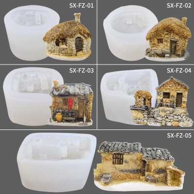Creative Thatch House Silicone Mousse Cake Mold Ice Cream Silicone Mold Crafts Plaster Resin Mold