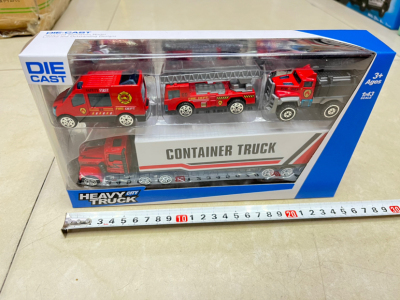Alloy Mop Head Container Truck +3 Alloy Fire Trucks &#128658; Window Box Packaging