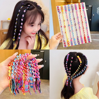 Children's Small Flower Braided Hair Rope Dirty Braid Curly Hair Rope Little Girl Candy Color Hair Band Cute Girls Hair Accessories