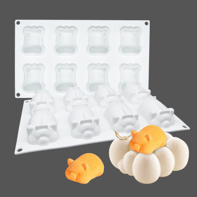 8 Lianjin Pig Mousse Cake Silicone Mold DIY Rice Pudding Jelly Ice Cream Handmade Soap Factory Direct Sales