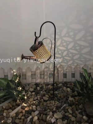 Cross-Border Hot Sale Solar Kettle Lamp Villa Garden Decoration Shower Iron Copper Wire Hollow Solar Energy Lawn Lamp