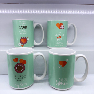 Lv424 Light Green Valentine's Day Ceramic Cup Wedding Gifts Mug Love Daily Necessities Department Store Water Cup2023