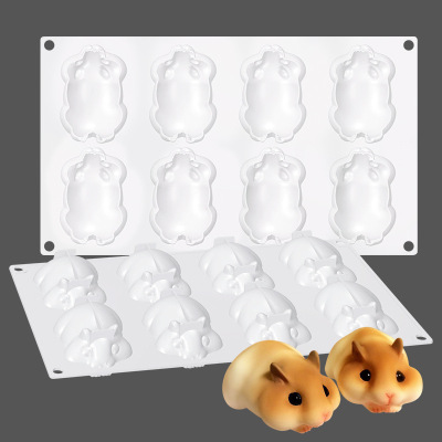 Fat Mouse Mousse Cake Silicone Mold 8 Even Little Mouse Jelly Ice Cream Silicone Baking Mold