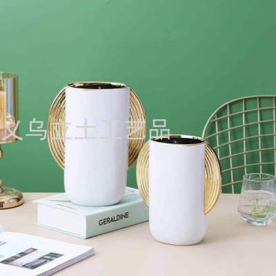 Gao Bo Decorated Home Home Daily Decoration European-Style Electroplated Ceramic Vase Decoration