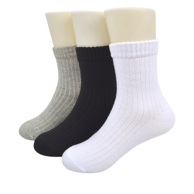 Children's Socks Spring and Autumn Pure Cotton Boy Middle Tube Sweat-Absorbent Pure White Primary School Student Socks